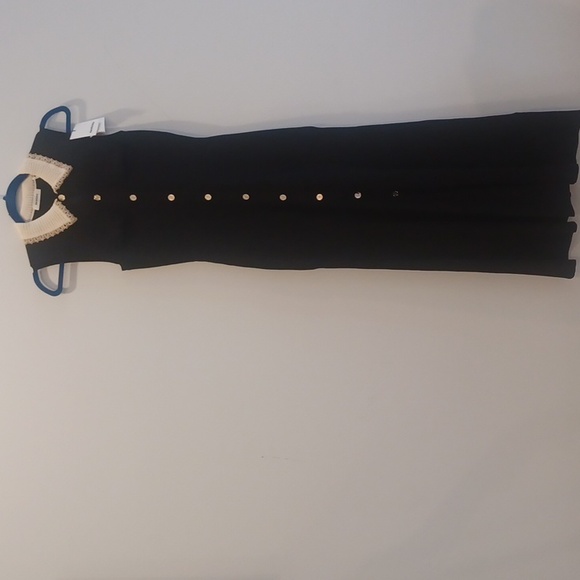 SANDRO black MIDI dress XS (34) Beige with crocheted design...